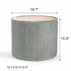 Cheapest 🔔 Adeco Round Velvet Storage Ottoman With Removable Wood Lid Grey 😍 -Adeco Shop Adeco Round Velvet Storage Ottoman with Removable Wood Lid 11