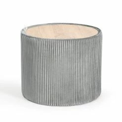 Cheapest 🔔 Adeco Round Velvet Storage Ottoman With Removable Wood Lid Grey 😍 -Adeco Shop Adeco Round Velvet Storage Ottoman with Removable Wood Lid 12