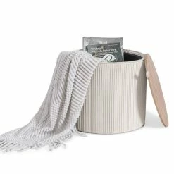 Cheapest 🔔 Adeco Round Velvet Storage Ottoman With Removable Wood Lid Grey 😍 -Adeco Shop Adeco Round Velvet Storage Ottoman with Removable Wood Lid 7