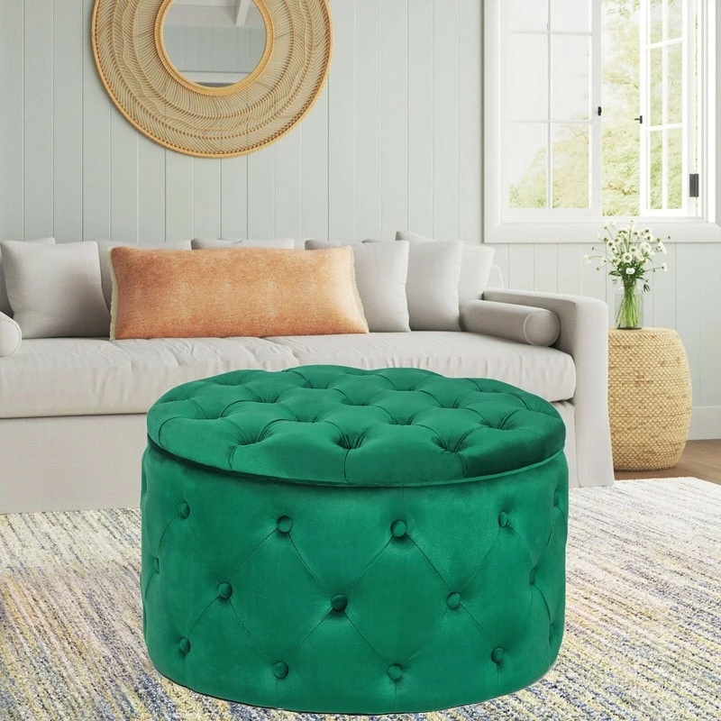 Flash Sale ๐ Adeco Round Velvet Storage Ottoman, Button Tufted Footrest Footstool Green ๐ฅฐ 5 Flash Sale ๐ Adeco Round Velvet Storage Ottoman, Button Tufted Footrest Footstool Green ๐ฅฐ - Image 3