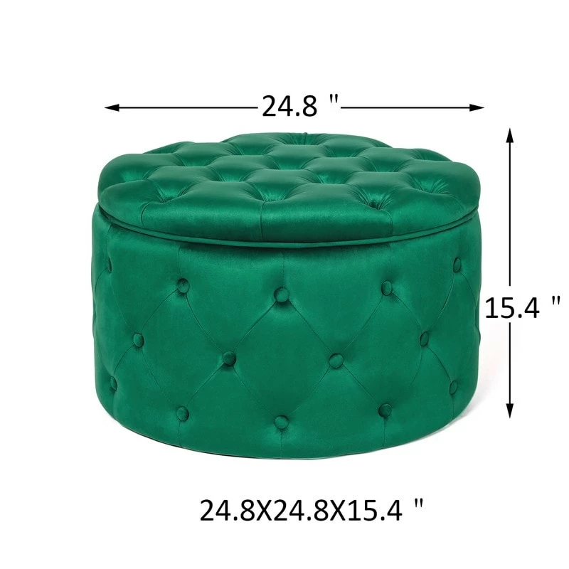 Flash Sale ๐ Adeco Round Velvet Storage Ottoman, Button Tufted Footrest Footstool Green ๐ฅฐ 6 Flash Sale ๐ Adeco Round Velvet Storage Ottoman, Button Tufted Footrest Footstool Green ๐ฅฐ - Image 4
