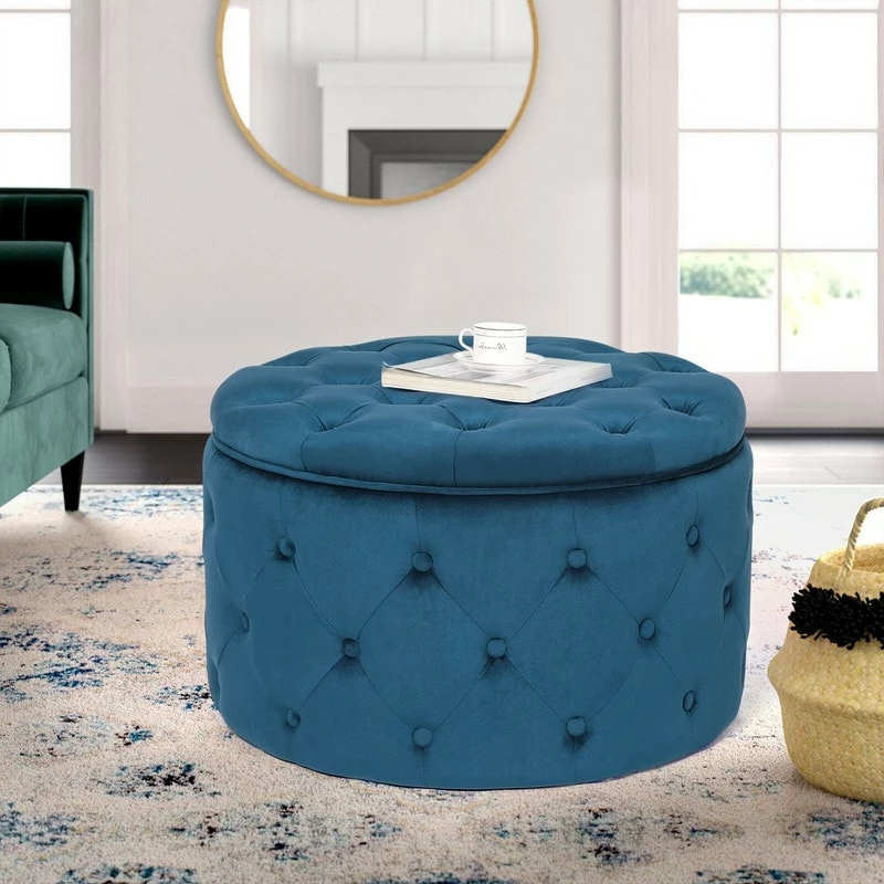 Flash Sale ๐ Adeco Round Velvet Storage Ottoman, Button Tufted Footrest Footstool Green ๐ฅฐ 11 Flash Sale ๐ Adeco Round Velvet Storage Ottoman, Button Tufted Footrest Footstool Green ๐ฅฐ - Image 9