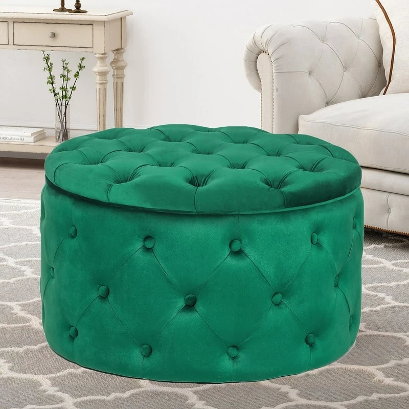Flash Sale ๐ Adeco Round Velvet Storage Ottoman, Button Tufted Footrest Footstool Green ๐ฅฐ 3 Flash Sale ๐ Adeco Round Velvet Storage Ottoman, Button Tufted Footrest Footstool Green ๐ฅฐ