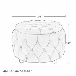 Outlet ⭐ Adeco Round Velvet Storage Ottoman, Button Tufted Footrest Stool Purple ⭐ -Adeco Shop Adeco Round Velvet Storage Ottoman2C Button Tufted Footrest Stool 14