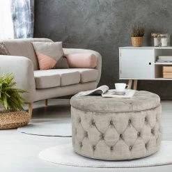 Top 10 🧨 Adeco Round Velvet Storage Ottoman, Button Tufted Footrest Stool 🤩 -Adeco Shop Adeco Round Velvet Storage Ottoman2C Button Tufted Footrest Stool 2