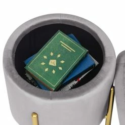 Top 10 🌟 Adeco Round Velvet Storage Ottoman, Footrest Accent Support Metal Legs 👍 -Adeco Shop Adeco Round Velvet Storage Ottoman2C Footrest Accent Support Metal Legs 10