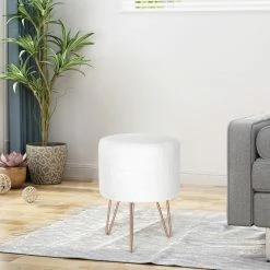 Top 10 🥰 Adeco Round Velvet Vanity Footrest Ottoman Gold Metal Legs Footstool 🔥 -Adeco Shop Adeco Round Velvet Vanity Footrest Ottoman Gold Metal Legs Footstool 2