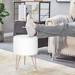 Top 10 ๐ฅฐ Adeco Round Velvet Vanity Footrest Ottoman Gold Metal Legs Footstool ๐ฅ