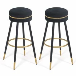 Discount 🥰 Adeco Set Of 2 Bar Stools, Round Counter Height Stools Modern Footrest Mulit 🔔 -Adeco Shop Adeco Set of 2 Bar Stools2C Round Counter Height Stools Modern Footrest 10