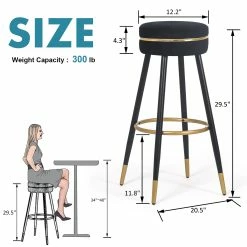 Discount 🥰 Adeco Set Of 2 Bar Stools, Round Counter Height Stools Modern Footrest Mulit 🔔 -Adeco Shop Adeco Set of 2 Bar Stools2C Round Counter Height Stools Modern Footrest 13