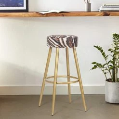 Discount 🥰 Adeco Set Of 2 Bar Stools, Round Counter Height Stools Modern Footrest Mulit 🔔 -Adeco Shop Adeco Set of 2 Bar Stools2C Round Counter Height Stools Modern Footrest 2
