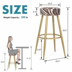 Discount 🥰 Adeco Set Of 2 Bar Stools, Round Counter Height Stools Modern Footrest Mulit 🔔 -Adeco Shop Adeco Set of 2 Bar Stools2C Round Counter Height Stools Modern Footrest 3