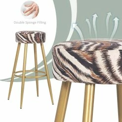 Discount 🥰 Adeco Set Of 2 Bar Stools, Round Counter Height Stools Modern Footrest Mulit 🔔 -Adeco Shop Adeco Set of 2 Bar Stools2C Round Counter Height Stools Modern Footrest 4