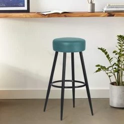 Brand new 🥰 Adeco Set Of 2 Bar Stools, Round Counter Height Stools With Footrest Blue ⌛ -Adeco Shop Adeco Set of 2 Bar Stools2C Round Counter Height Stools with Footrest 13