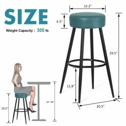 Brand new 🥰 Adeco Set Of 2 Bar Stools, Round Counter Height Stools With Footrest Blue ⌛ -Adeco Shop Adeco Set of 2 Bar Stools2C Round Counter Height Stools with Footrest 14