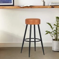 Brand new 🥰 Adeco Set Of 2 Bar Stools, Round Counter Height Stools With Footrest Blue ⌛ -Adeco Shop Adeco Set of 2 Bar Stools2C Round Counter Height Stools with Footrest 2