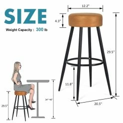 Brand new 🥰 Adeco Set Of 2 Bar Stools, Round Counter Height Stools With Footrest Blue ⌛ -Adeco Shop Adeco Set of 2 Bar Stools2C Round Counter Height Stools with Footrest 3
