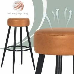 Brand new 🥰 Adeco Set Of 2 Bar Stools, Round Counter Height Stools With Footrest Blue ⌛ -Adeco Shop Adeco Set of 2 Bar Stools2C Round Counter Height Stools with Footrest 4