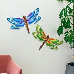 Outlet 💯 Adeco Set Of 2 Metal Dragonfly Wall Decor Sculptures 😉