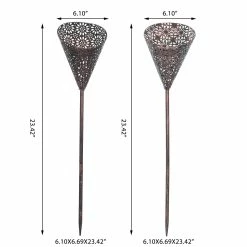 Best deal 👏 Adeco Set Of 2 Metal Stakes With Solar Lights 😉 -Adeco Shop Adeco Set of 2 Metal Stakes with Solar Lights 3
