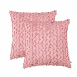 Cheapest 🌟 Adeco Set Of 2 Square Pink Decorative Throw Pillow Covers 😍 -Adeco Shop Adeco Set of 2 Square Pink Decorative Throw Pillow Covers 3