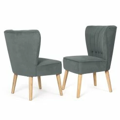 Buy 🥰 Adeco Set Of 2 Velvet Accent Chair Wood Living Room Chairs - 22.02"(L)x 23.62"(W)x 30.51"(H) Light Green 😀 -Adeco Shop Adeco Set of 2 Velvet Accent Chair Wood Living Room Chairs 2