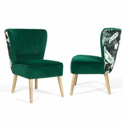 Buy 🥰 Adeco Set Of 2 Velvet Accent Chair Wood Living Room Chairs - 22.02"(L)x 23.62"(W)x 30.51"(H) Light Green 😀 -Adeco Shop Adeco Set of 2 Velvet Accent Chair Wood Living Room Chairs 5