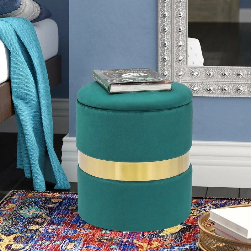 Coupon โ Adeco Set Of 2 Velvet Storage Round Ottoman Foot Stool Metal Band Grey ๐ 4 Coupon โ Adeco Set Of 2 Velvet Storage Round Ottoman Foot Stool Metal Band Grey ๐ - Image 2