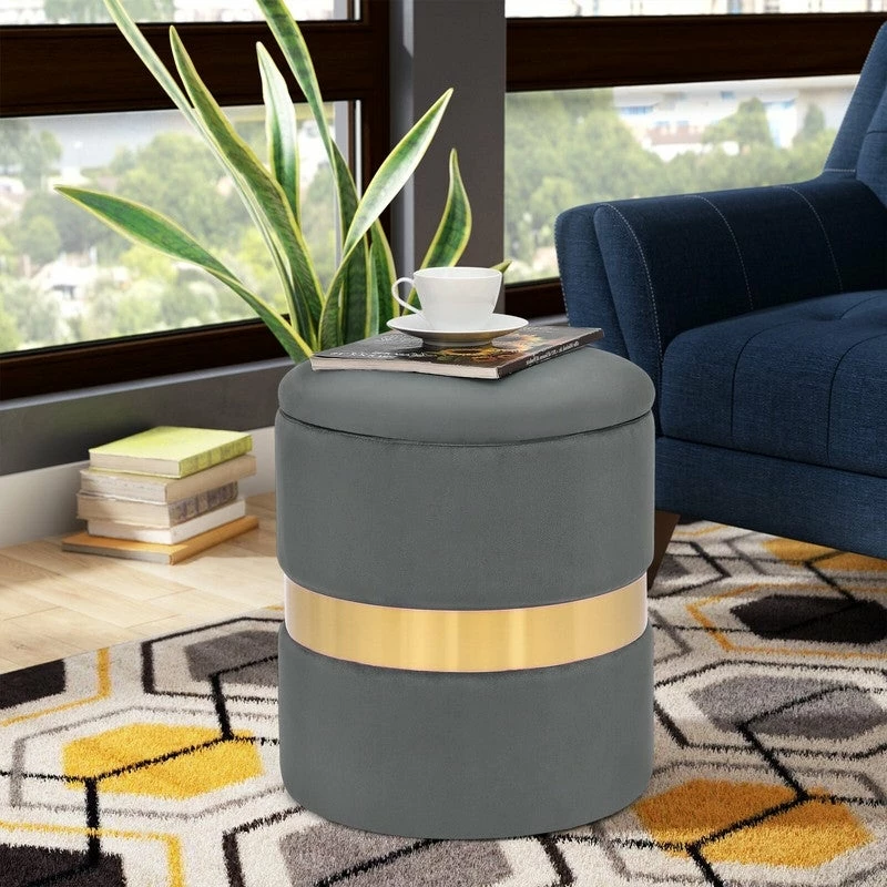 Coupon โ Adeco Set Of 2 Velvet Storage Round Ottoman Foot Stool Metal Band Grey ๐ 14 Coupon โ Adeco Set Of 2 Velvet Storage Round Ottoman Foot Stool Metal Band Grey ๐ - Image 12