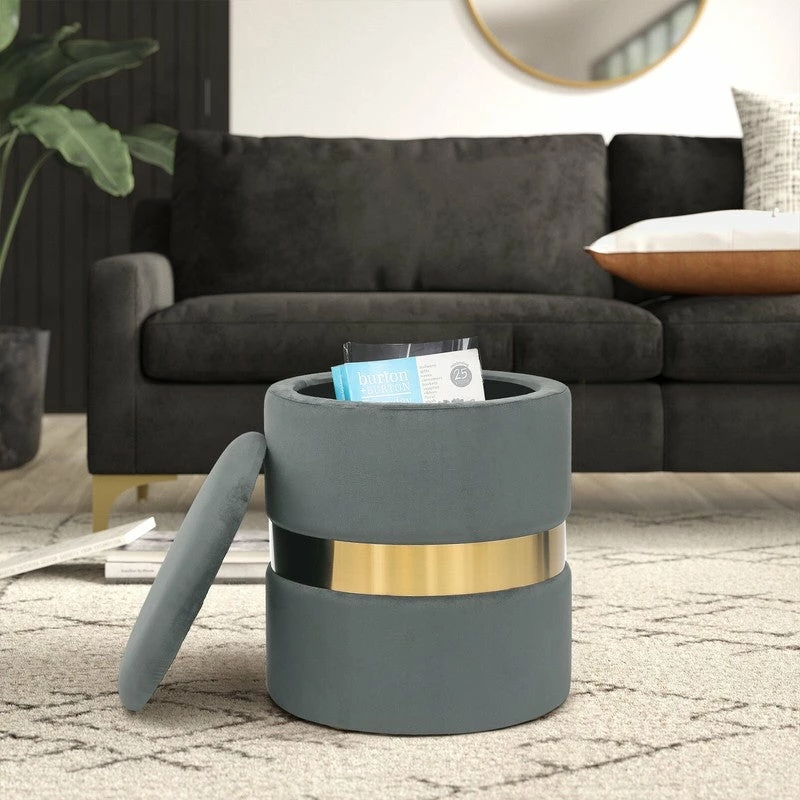 Coupon โ Adeco Set Of 2 Velvet Storage Round Ottoman Foot Stool Metal Band Grey ๐ 15 Coupon โ Adeco Set Of 2 Velvet Storage Round Ottoman Foot Stool Metal Band Grey ๐ - Image 13