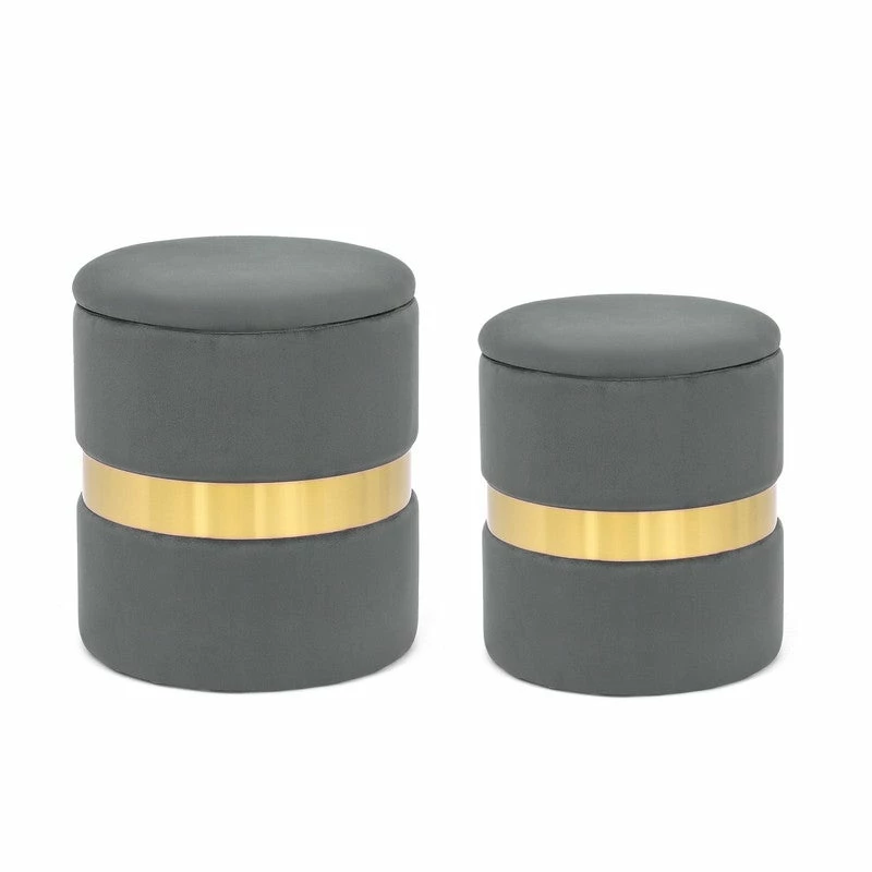 Coupon โ Adeco Set Of 2 Velvet Storage Round Ottoman Foot Stool Metal Band Grey ๐ 16 Coupon โ Adeco Set Of 2 Velvet Storage Round Ottoman Foot Stool Metal Band Grey ๐ - Image 14