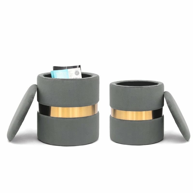 Coupon โ Adeco Set Of 2 Velvet Storage Round Ottoman Foot Stool Metal Band Grey ๐ 17 Coupon โ Adeco Set Of 2 Velvet Storage Round Ottoman Foot Stool Metal Band Grey ๐ - Image 15