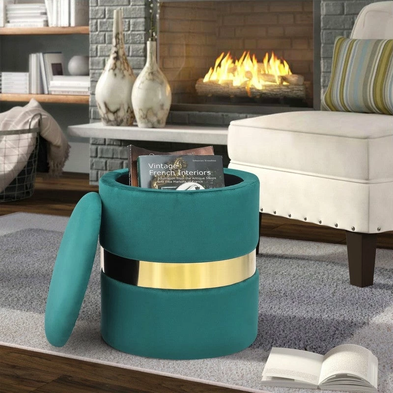 Coupon โ Adeco Set Of 2 Velvet Storage Round Ottoman Foot Stool Metal Band Grey ๐ 5 Coupon โ Adeco Set Of 2 Velvet Storage Round Ottoman Foot Stool Metal Band Grey ๐ - Image 3