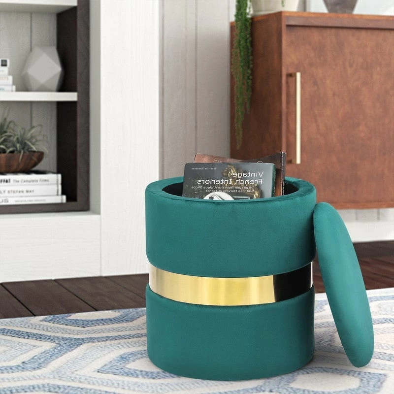 Coupon โ Adeco Set Of 2 Velvet Storage Round Ottoman Foot Stool Metal Band Grey ๐ 6 Coupon โ Adeco Set Of 2 Velvet Storage Round Ottoman Foot Stool Metal Band Grey ๐ - Image 4