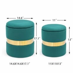 Coupon โ Adeco Set Of 2 Velvet Storage Round Ottoman Foot Stool Metal Band Grey ๐ 21 Coupon โ Adeco Set Of 2 Velvet Storage Round Ottoman Foot Stool Metal Band Grey ๐ -Adeco Shop Adeco Set of 2 Velvet Storage Round Ottoman Foot Stool Metal Band 4