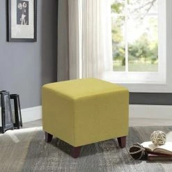 Best reviews of 💯 Adeco Simple British Style Cube Ottoman Footstool, 16x16x16, Fresh Lemon 🎉