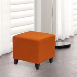 Best Pirce 👏 Adeco Simple British Style Passionate Orange Cube Ottoman Footstool 🎁 -Adeco Shop Adeco Simple British Style Passionate Orange Cube Ottoman Footstool 3