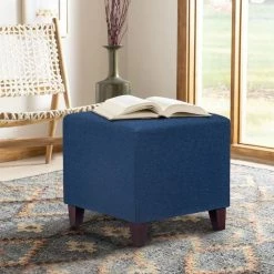 Coupon ✔️ Adeco Simple British-style Cobalt Blue Cube Ottoman Footstool 😍