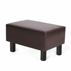 Best Sale 🎁 Adeco Small Footstool Ottoman Faux Leather Foot Rest Stool ✨ -Adeco Shop Adeco Small Footstool Ottoman Faux Leather Footrest Modern Rectangular 2