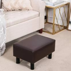 Best Sale 🎁 Adeco Small Footstool Ottoman Faux Leather Foot Rest Stool ✨