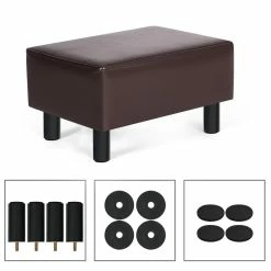 Best Sale 🎁 Adeco Small Footstool Ottoman Faux Leather Foot Rest Stool ✨ -Adeco Shop Adeco Small Footstool Ottoman Faux Leather Footrest Modern Rectangular 9