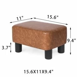 Cheap 🔔 Adeco Small Footstool PU Leather Ottoman Footrest Modern Rectangular Brown 😀 -Adeco Shop Adeco Small Footstool PU Leather Ottoman Footrest Modern Rectangular 9