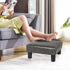 Best Sale 👍 Adeco Small Footstool PU Leather Ottoman Square Footrest Stool Modern ✨ -Adeco Shop Adeco Small Footstool PU Leather Ottoman Square Footrest Stool Modern 4