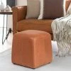 Flash Sale 😉 Adeco Small Ottoman Foot Rest Stool With Drawstring Dark Orange 👍