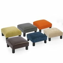 Hot Sale 🔥 Adeco Small Ottoman Upholstered Footrest Pet Steps 🦮 Dog Stairs Stool Multi ⌛