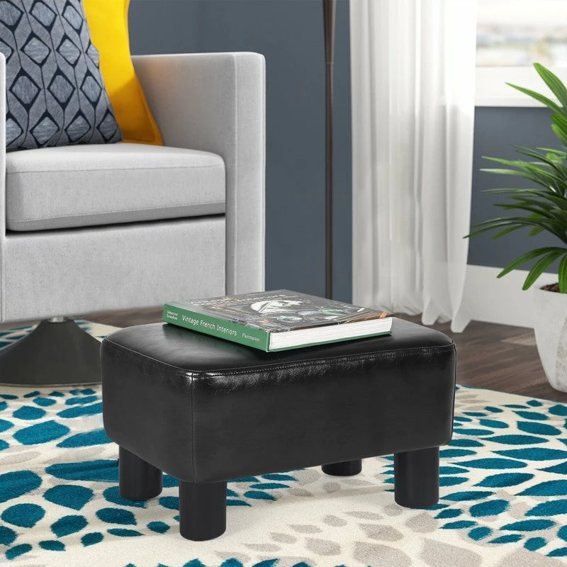Flash Sale 🥰 Adeco Small Rectangle Footstool PU Leather Ottoman Footrest Modern Black 🎁 4 Flash Sale 🥰 Adeco Small Rectangle Footstool PU Leather Ottoman Footrest Modern Black 🎁 - Image 2