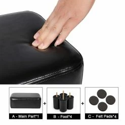 Flash Sale 🥰 Adeco Small Rectangle Footstool PU Leather Ottoman Footrest Modern Black 🎁 24 Flash Sale 🥰 Adeco Small Rectangle Footstool PU Leather Ottoman Footrest Modern Black 🎁 -Adeco Shop Adeco Small Rectangle Footstool PU Leather Ottoman Footrest Modern 7