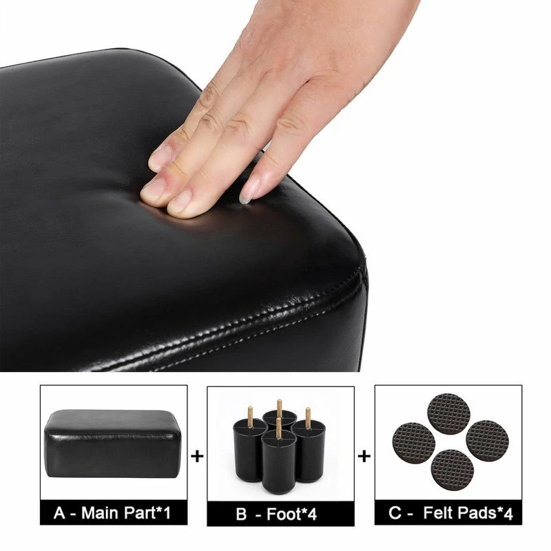 Flash Sale 🥰 Adeco Small Rectangle Footstool PU Leather Ottoman Footrest Modern Black 🎁 10 Flash Sale 🥰 Adeco Small Rectangle Footstool PU Leather Ottoman Footrest Modern Black 🎁 - Image 8