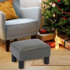 Flash Sale 🔥 Adeco Small Rectangular Ottoman Modern PU Leather Footrest Stool Chair Blue 💯 -Adeco Shop Adeco Small Rectangular Ottoman Modern PU Leather Footrest Stool Chair 5