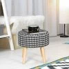 Best Pirce ✔️ Adeco Small Round Fabric Foot Stool Ottoman Soft Padded Seat Footrest Black/white ✔️